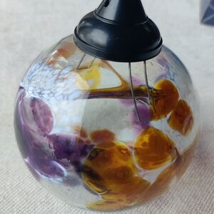 Kitras Art Glass Garden Light Stake GLOBE TOPPER ONLY Hand Blown Purple Yellow